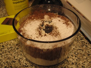 Pulse dry ingredients in a food processor