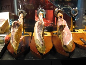 Jamon Iberico, a typical cured Spanish ham.